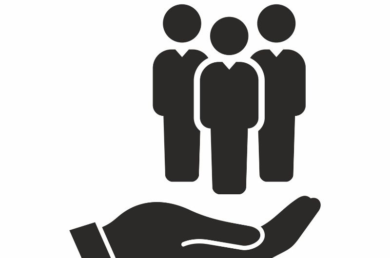 In image of a hand with 3 people